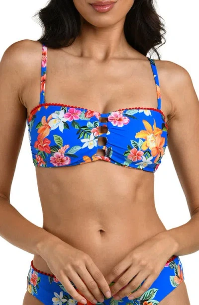 La Blanca Floral Cutout Bandeau Bikini Top In Multi