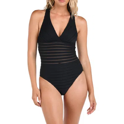 La Blanca Fluid Lines Cross Back One-piece Swimsuit In Multi