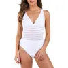 La Blanca Fluid Lines Cross Back One-piece Swimsuit In White