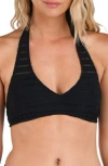 La Blanca Fluid Lines Halter Tall Bikini Top In Black