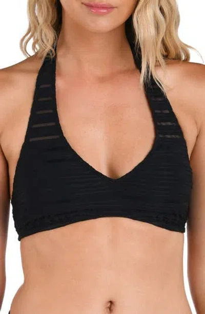 La Blanca Fluid Lines Halter Tall Bikini Top In Black
