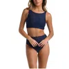 La Blanca Fluid Lines Longline Bikini Top In Indigo