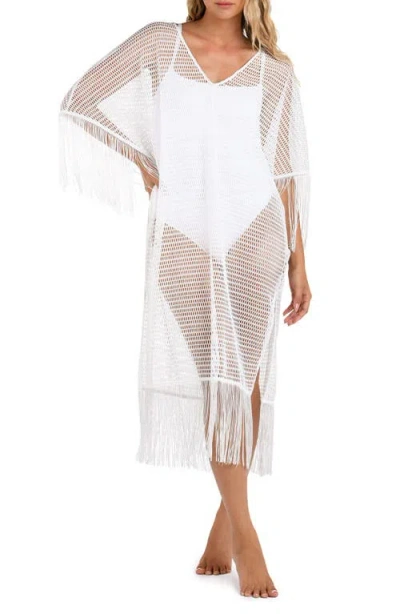 La Blanca Open-knit Crochet Caftan Coverup In White