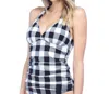 La Blanca Gingham Halter Goddess Tankini Top In Tres Chic In Multi