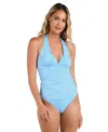 La Blanca Island Goddess Halter Tankini Top In Crystal Blue