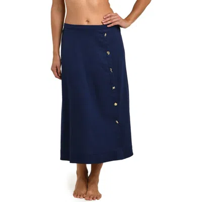La Blanca Harbor Breeze Midi Cover-up Skirt In Blue