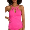 La Blanca High Neck Tankini Top In Pop Pink