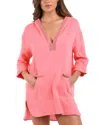 La Blanca Hooded Cover Up Tunic In Light Coral