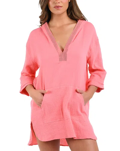 La Blanca Hooded Cover Up Tunic In Light Coral