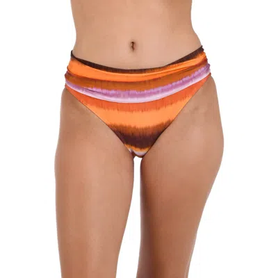 La Blanca Horizon Shirred Hipster Bikini Bottoms In Sunset