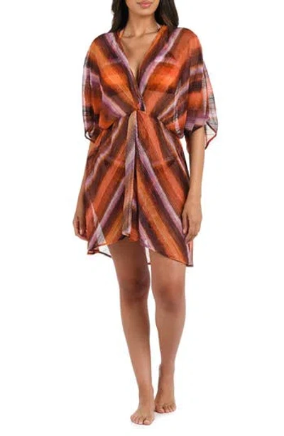 La Blanca Horizon Twist Wrap Cover-up Dress In Sunset Stripe