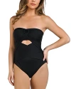 La Blanca Island Goddess Draped Bandeau One-piece Swimsuit In Black