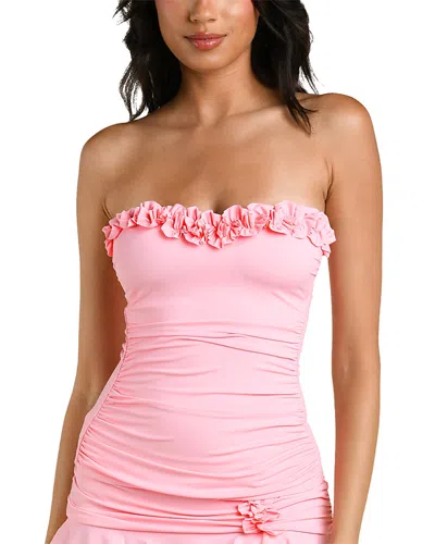 La Blanca Ig Ruffle Bandeau Tankini Top In Pink