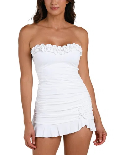 La Blanca Ig Ruffle Bandeau Tankini Top In White