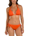 La Blanca Island Gathered Halter Bikini Top In Orange