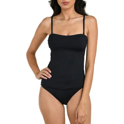 La Blanca Island Goddess Bandeau Tankini In Black