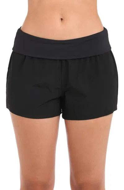 La Blanca Island Goddess Banded Boardshort Swimsuit In Black