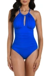 La Blanca Island Goddess Convertible High Neck One-piece Swimsuit In Blue