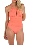 La Blanca Island Goddess High Neck One-piece Swimsuit In Sunset
