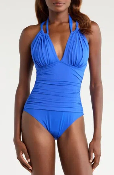 La Blanca Island Goddess Convertible High Neck One-piece Swimsuit In Blue