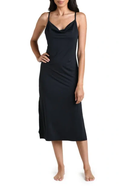 La Blanca Island Goddess Cowl Neck Cover-up Midi Dress In Black