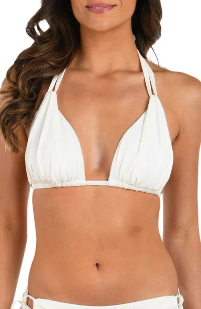 La Blanca Island Goddess Halter Bikini Top In White