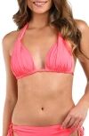 La Blanca Island Goddess Halter Triangle Bikini Top In Coral Reef