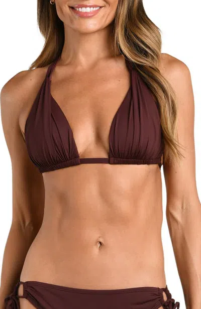 La Blanca Island Goddess Halter Bikini Top In Brown