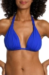 La Blanca Island Goddess Halter Bikini Top In Sapphire