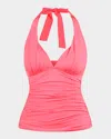 La Blanca Island Goddess Halter Tankini Swim Top In Coral Reef