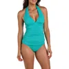 La Blanca Island Goddess Halter Tankini Top In Green