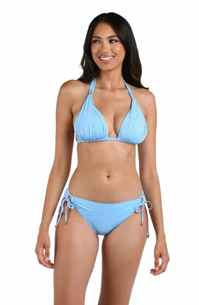 La Blanca Island Goddess Halter Triangle Swim Top In Blue
