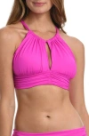 La Blanca Island Goddess High Neck Bikini Top In Orchid