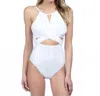La Blanca Island Goddess High Neck Cut Out One Piece Swimsuit In Lab White In White