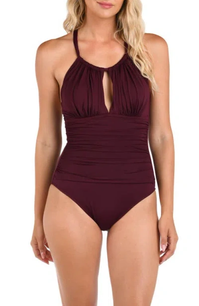 La Blanca Island Goddess High Neck One-piece Swimsuit In Dark Cherry