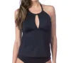 La Blanca Island Goddess Keyhole High Neck Tankini Top In Black In Black