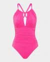 La Blanca Island Goddess Mio High-neck One-piece Swimsuit In Bright Pink