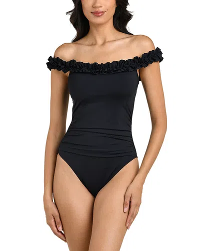 La Blanca Island Goddess Off The Shoulder One-piece Swimsuit In Black