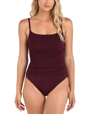 La Blanca Island Goddess One Piece Swimsuit In Dark Cherry In Black