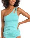 La Blanca Island Goddess One-shoulder Keyhole Tankini Swim Top
