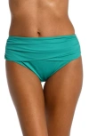 La Blanca Island Goddess Overlap Bikini Bottoms In Emerald