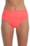 La Blanca Island Goddess Overlap Bikini Bottoms In Hot Coral