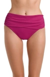 La Blanca Island Goddess Overlap Bikini Bottoms In Magenta