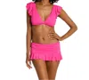 La Blanca Island Goddess Ruffle Arm Bra Top In Pop Pink
