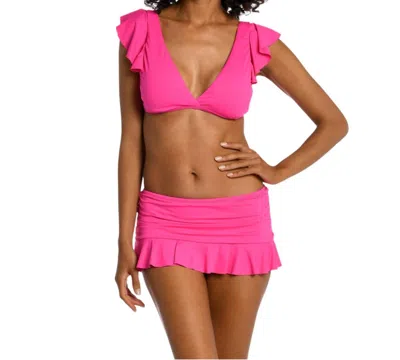 La Blanca Island Goddess Ruffle Arm Bra Top In Pop Pink