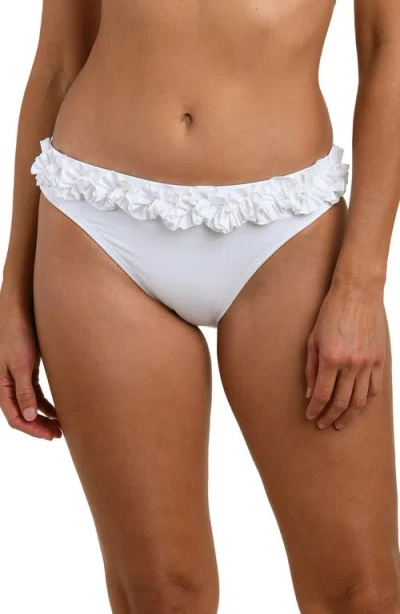 La Blanca Island Goddess Ruffle Bikini Bottoms In White
