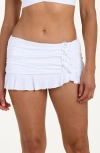 La Blanca Island Goddess Ruffle Skirted Bikini Bottoms In White