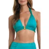 La Blanca Island Goddess Shirred Strap Bikini Top In Turquoise