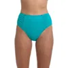 La Blanca Island Goddess Side Shirred High Waist Bikini Bottoms In Turquoise