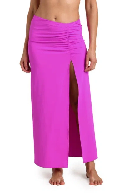 La Blanca Island Goddess Side Slit Cover-up Skirt In Purple